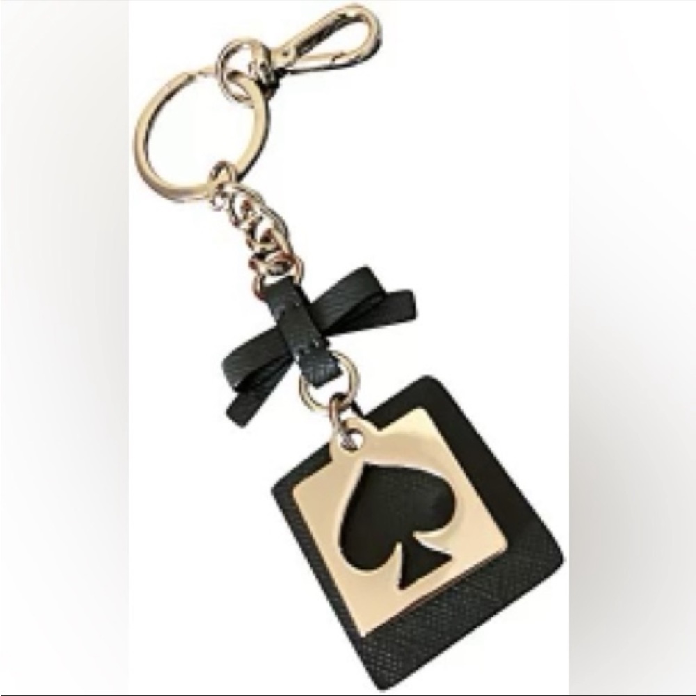 Kate Spade Cut Out Spade Keychain in evergreen color leather